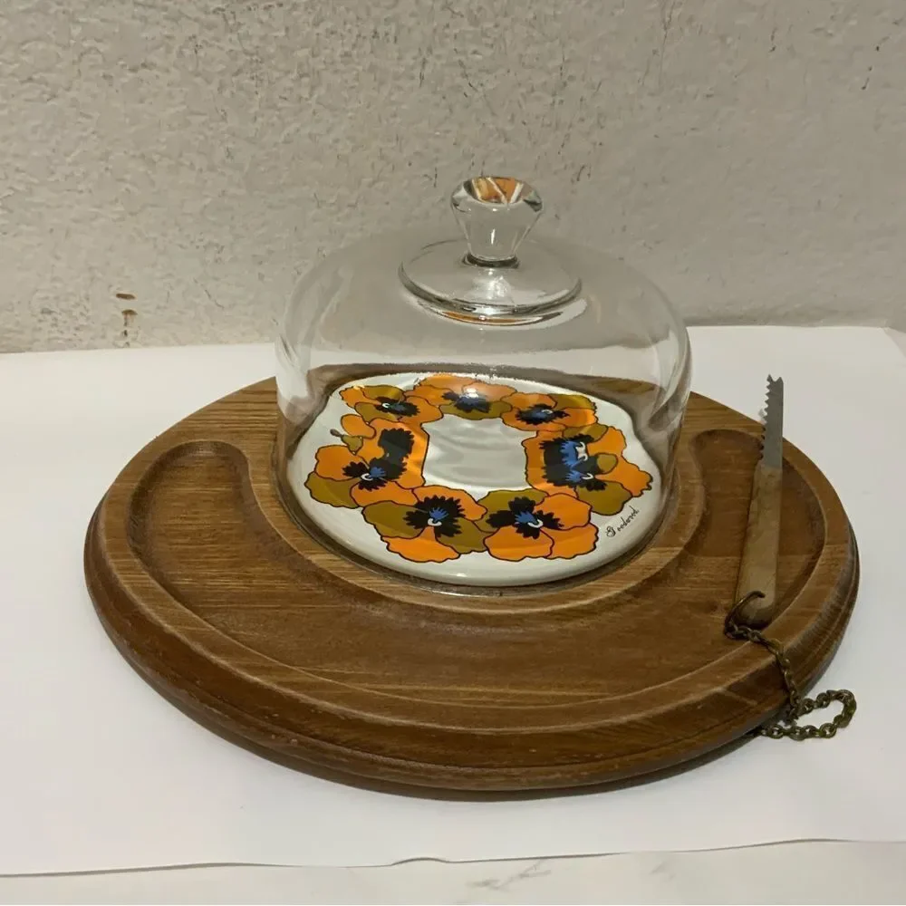 Vintage‎ Goodwood Cheese Cracker Charcuterie Plate with glass dome & knife